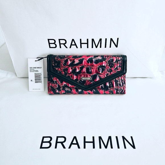 NWT Brahmin RED LEOPARDESS Veronica Wallet